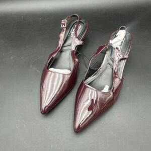 Pop Muna Women's  Comfort Fit Burgundy Patent Kitten Slingback Kitten Size‎ 9M